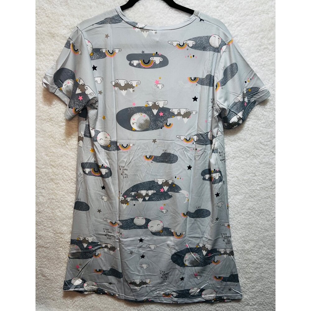 Misses MediumWhimsical Moon & Rainbow Graphic T Shirt Dress Light Gray - Picture 2 of 5